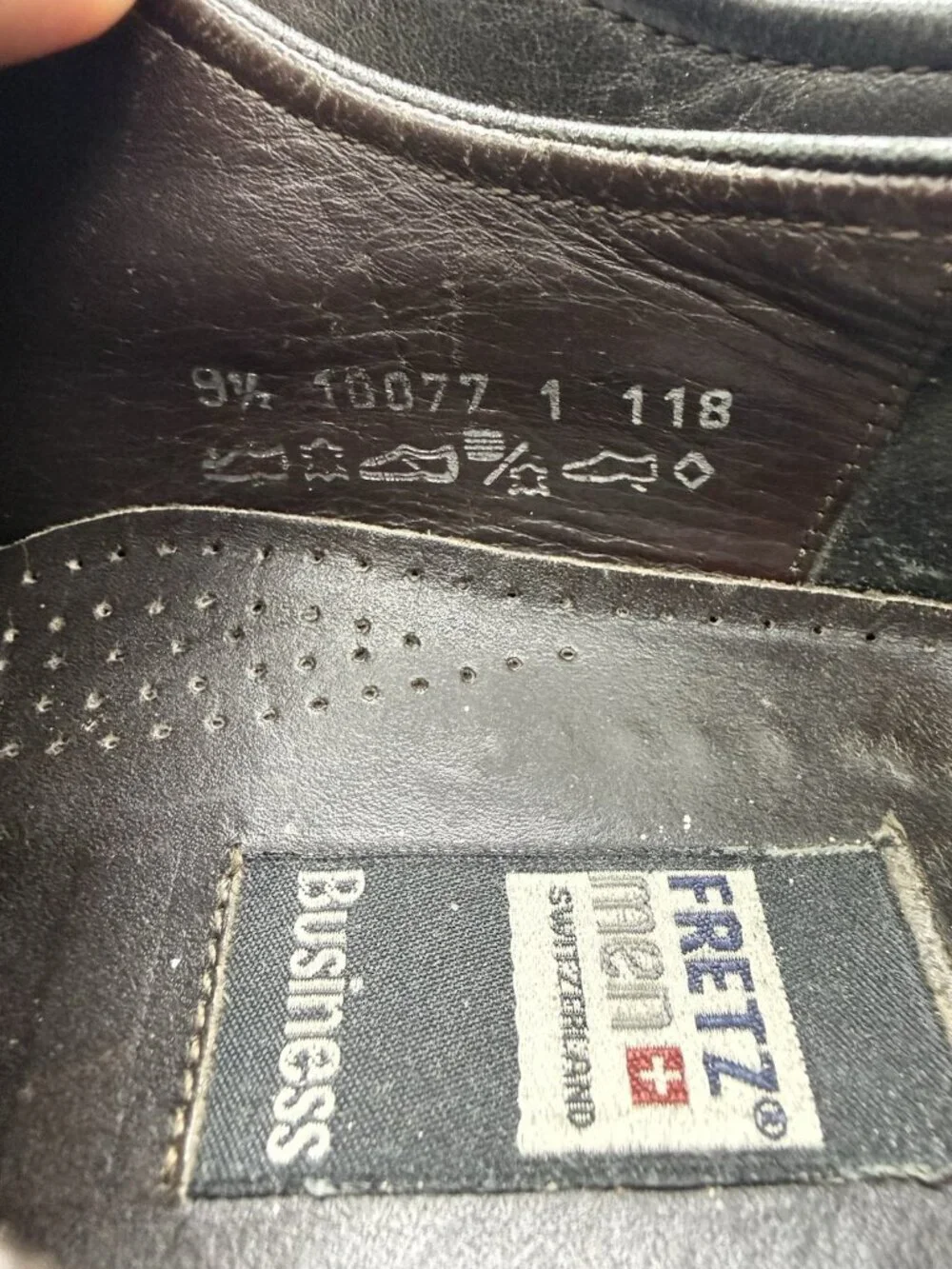 Fretz Men Business Gray Leather Oxford Shoes Sz US 9.5 Square Toe Dress Lace Up